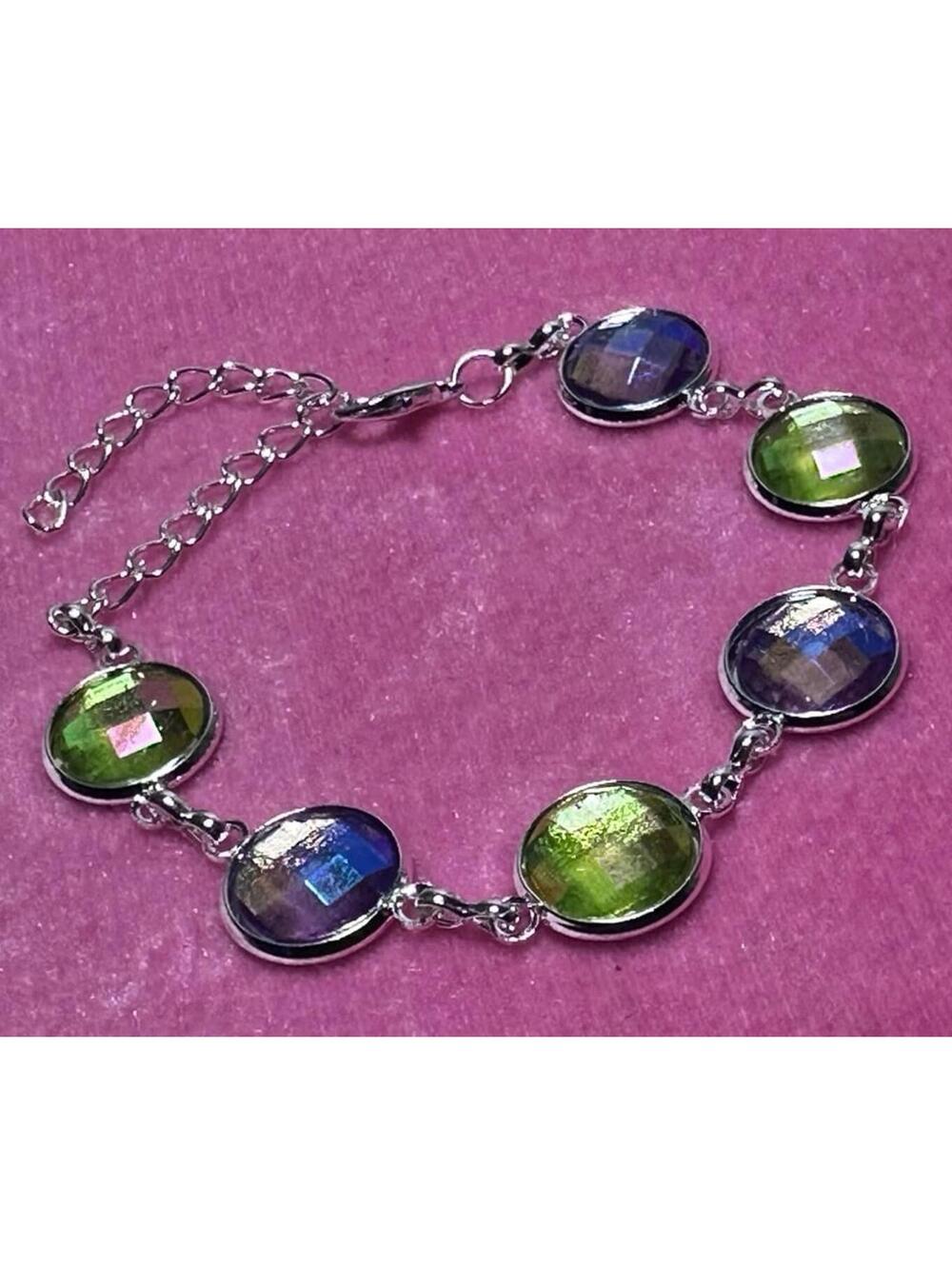 Bracelet Iridescent link silver-tone New